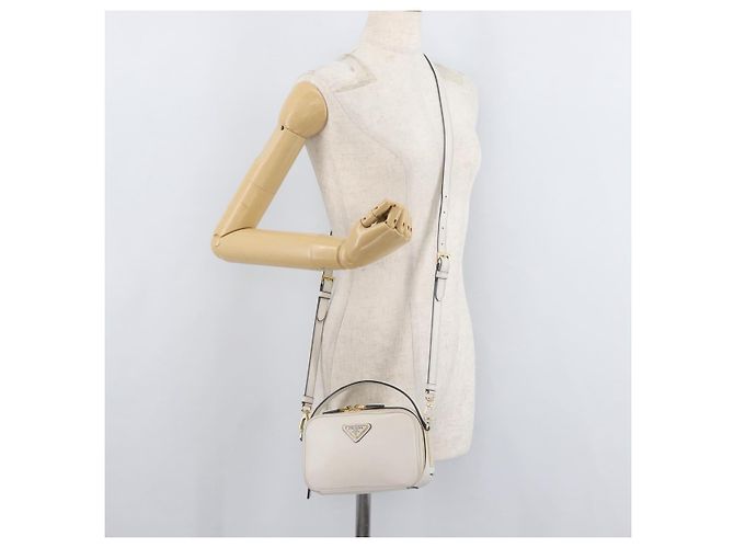 PRADA Hand Bag Leather 2way White Gold - vista 27