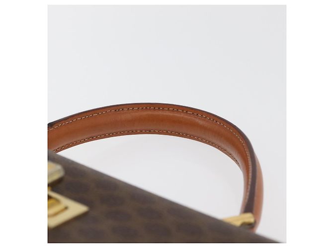 Céline CELINE Macadam Canvas Hand Bag PVC Leather Brown Gold - vista 14