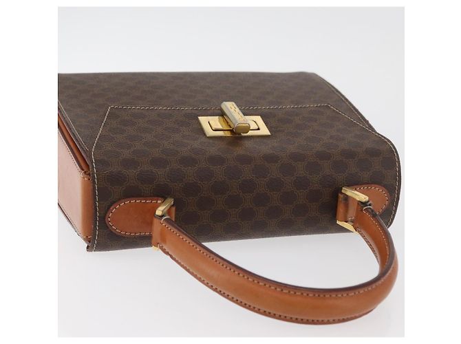 Céline CELINE Macadam Canvas Hand Bag PVC Leather Brown Gold - vista 6