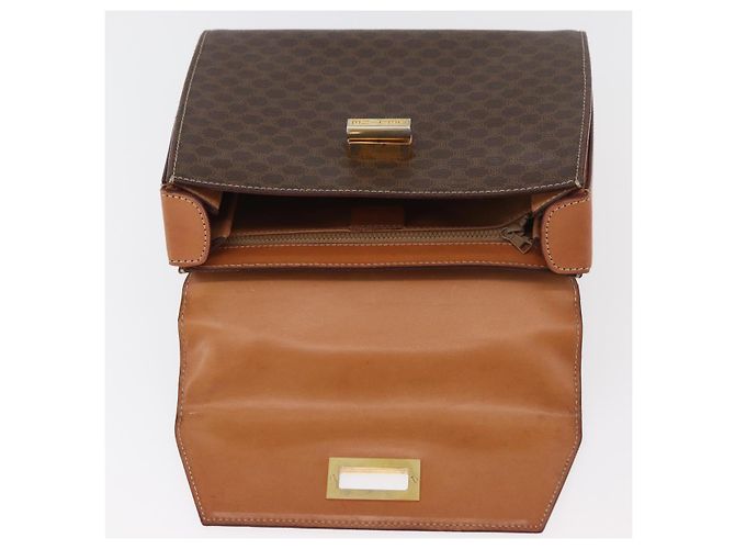 Céline CELINE Macadam Canvas Hand Bag PVC Leather Brown Gold - vista 9