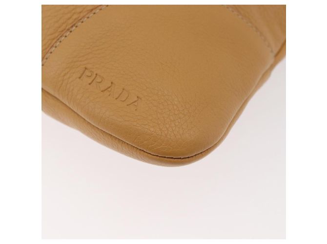 PRADA Chain Shoulder Bag Leather Beige Gold - vista 15