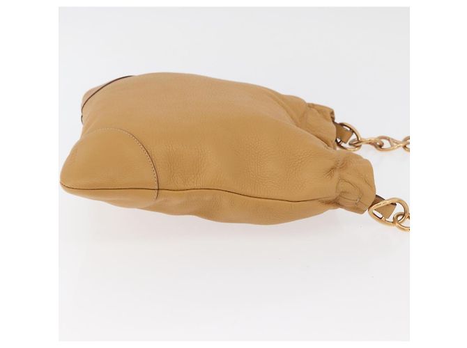 PRADA Chain Shoulder Bag Leather Beige Gold - vista 3