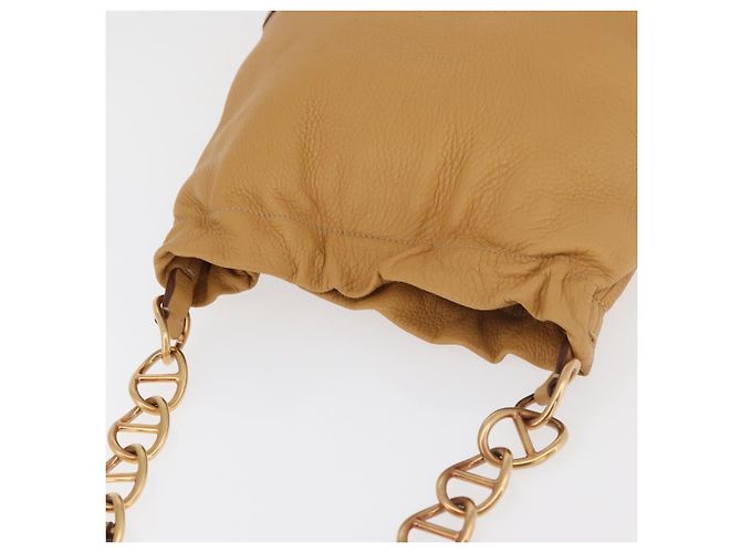 PRADA Chain Shoulder Bag Leather Beige Gold - vista 6