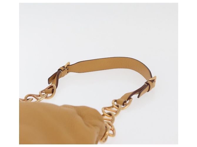 PRADA Chain Shoulder Bag Leather Beige Gold - vista 8