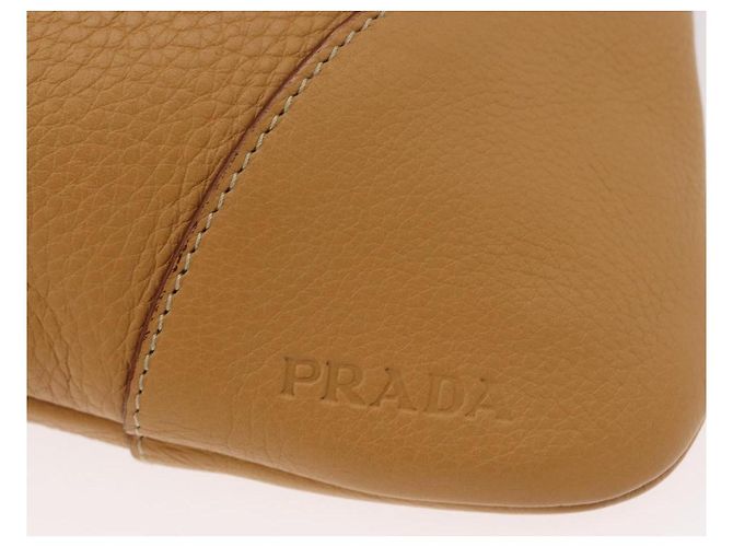 PRADA Chain Shoulder Bag Leather Beige Gold - vista 9