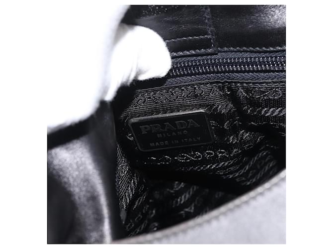 PRADA Shoulder Bag Leather Gray Silver - vista 17