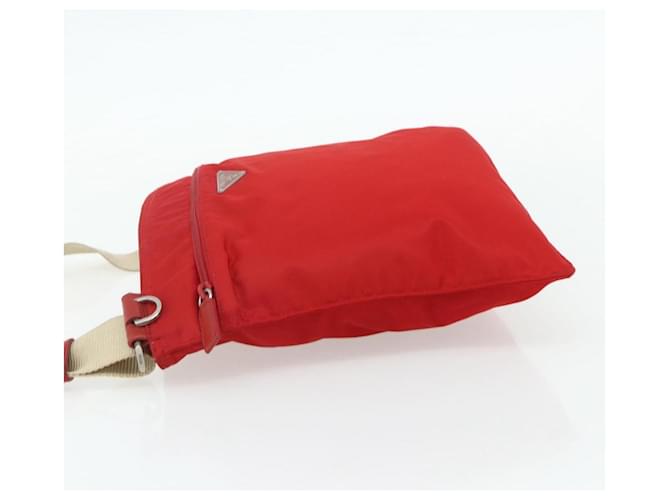 PRADA Shoulder Bag Nylon Red Silver - vista 3