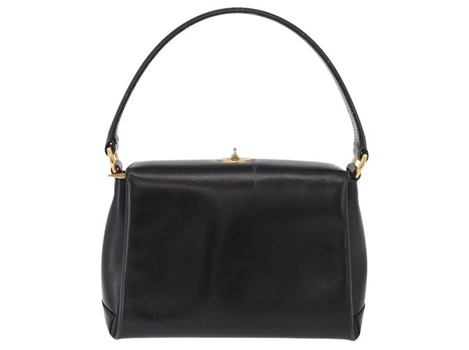 GUCCI Hand Bag Leather Black Gold - vista 2