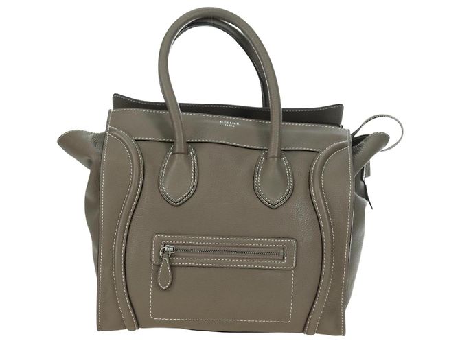 Céline CELINE Luggage Mini Shopper Hand Bag Leather Gray Silver - vista 13