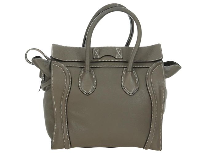 Céline CELINE Luggage Mini Shopper Hand Bag Leather Gray Silver - vista 2