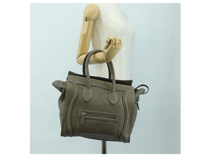 Céline CELINE Luggage Mini Shopper Hand Bag Leather Gray Silver - vista 26