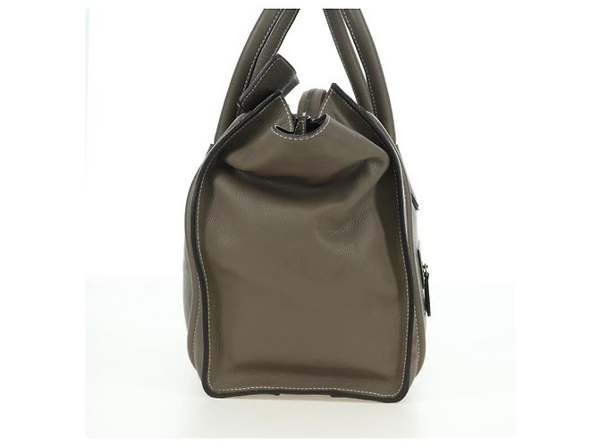 Céline CELINE Luggage Mini Shopper Hand Bag Leather Gray Silver - vista 4