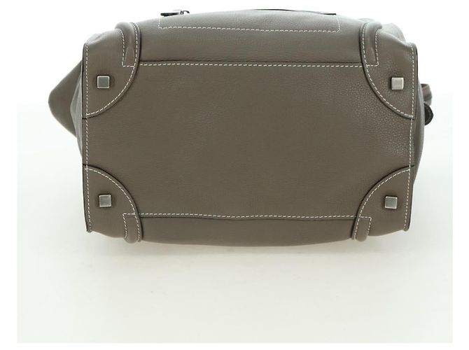 Céline CELINE Luggage Mini Shopper Hand Bag Leather Gray Silver - vista 5