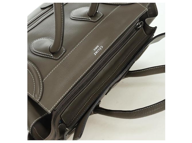 Céline CELINE Luggage Mini Shopper Hand Bag Leather Gray Silver - vista 6
