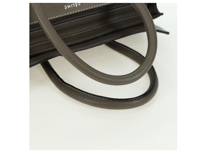 Céline CELINE Luggage Mini Shopper Hand Bag Leather Gray Silver - vista 7