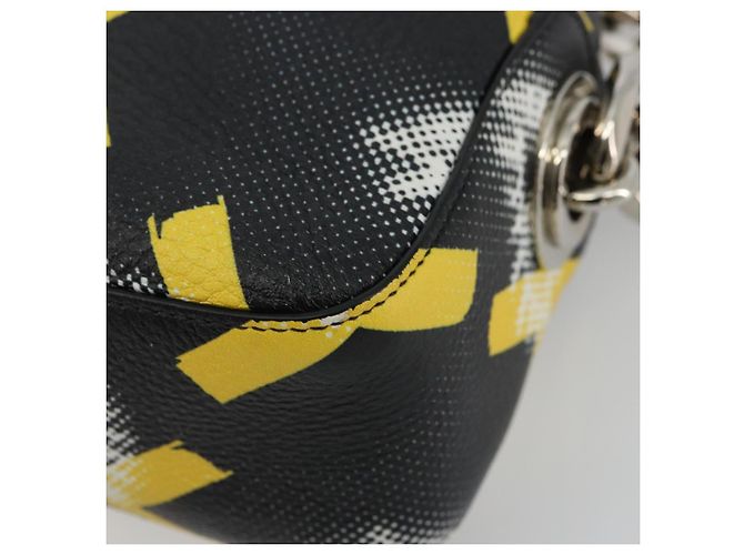 PRADA Chain Shoulder Bag Leather Black Yellow - vista 15