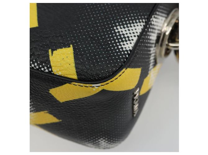 PRADA Chain Shoulder Bag Leather Black Yellow - vista 17
