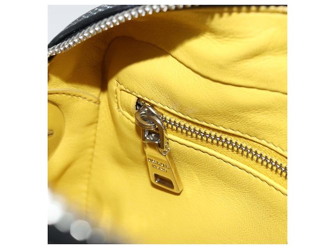PRADA Chain Shoulder Bag Leather Black Yellow - vista 23