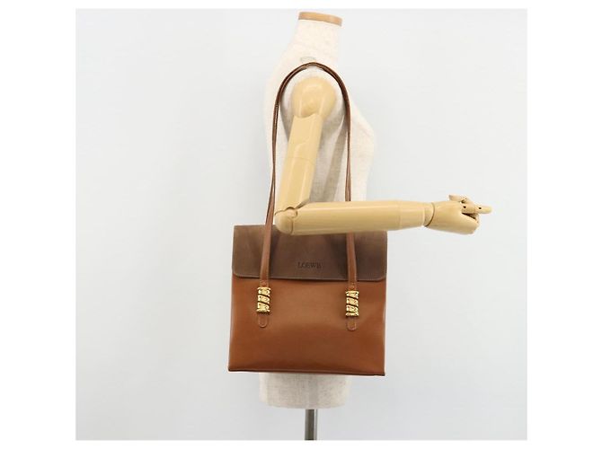 LOEWE Velazquez Shoulder Bag Leather Brown Gold - vista 24