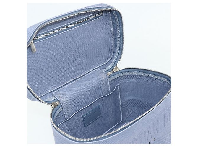 Christian Dior Vanity Hand Bag Canvas Blue Silver - vista 10