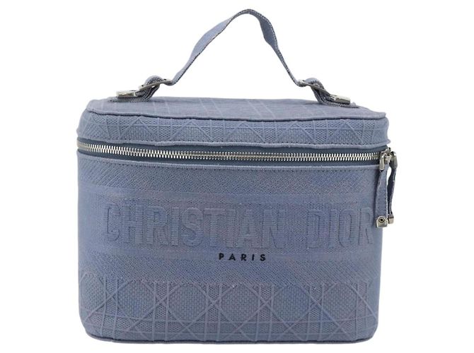 Christian Dior Vanity Hand Bag Canvas Blue Silver - vista 13