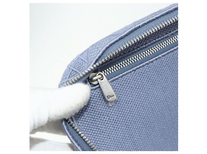 Christian Dior Vanity Hand Bag Canvas Blue Silver - vista 19