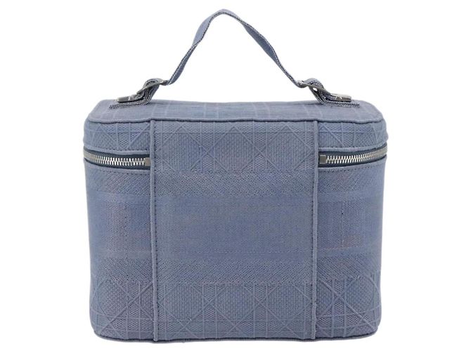 Christian Dior Vanity Hand Bag Canvas Blue Silver - vista 2