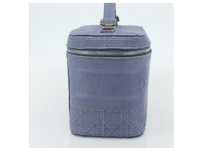 Christian Dior Vanity Hand Bag Canvas Blue Silver - vista 3
