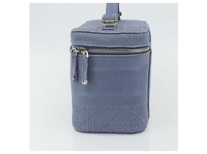 Christian Dior Vanity Hand Bag Canvas Blue Silver - vista 4