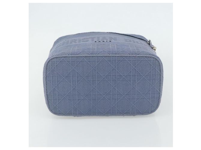 Christian Dior Vanity Hand Bag Canvas Blue Silver - vista 5