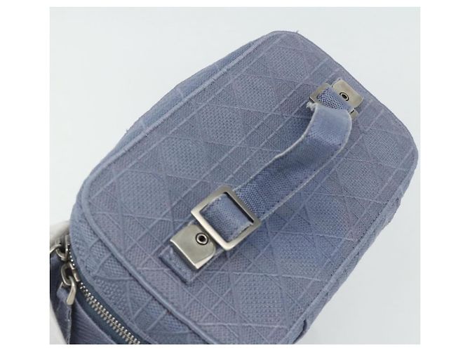 Christian Dior Vanity Hand Bag Canvas Blue Silver - vista 6