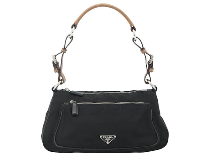 PRADA Shoulder Bag Nylon Leather Black Silver - vista 13