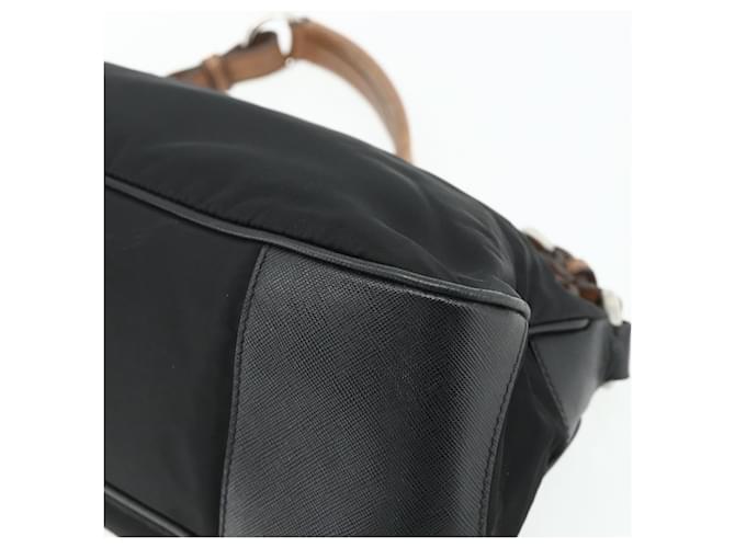 PRADA Shoulder Bag Nylon Leather Black Silver - vista 15