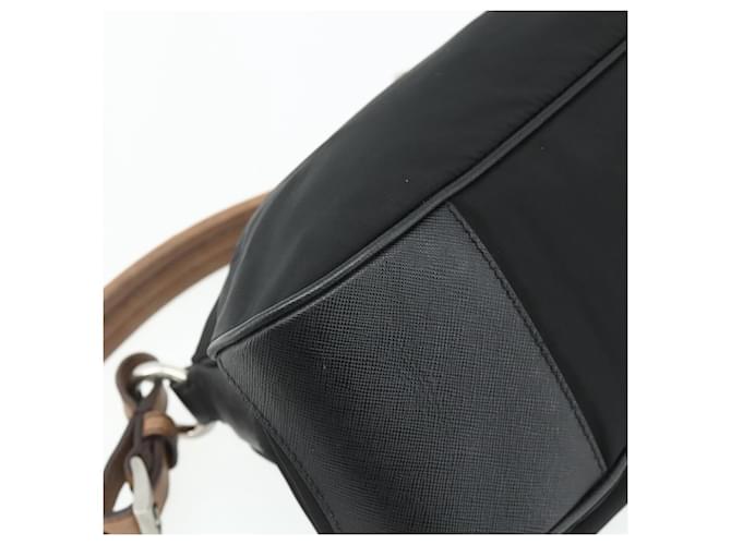PRADA Shoulder Bag Nylon Leather Black Silver - vista 16