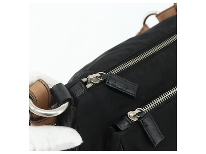 PRADA Shoulder Bag Nylon Leather Black Silver - vista 18