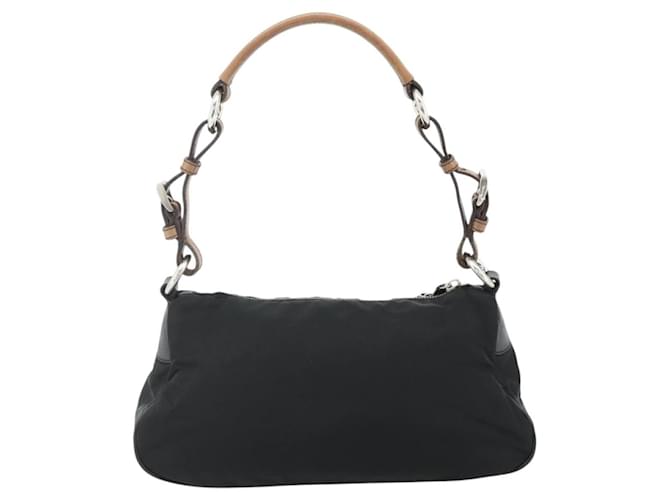 PRADA Shoulder Bag Nylon Leather Black Silver - vista 2