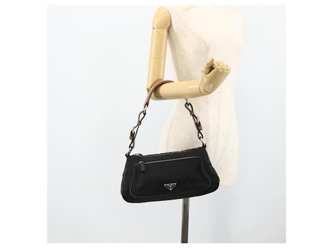 PRADA Shoulder Bag Nylon Leather Black Silver - vista 25