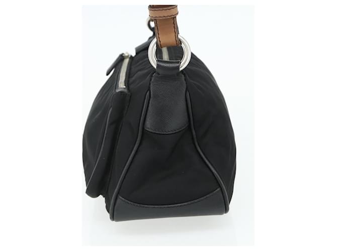 PRADA Shoulder Bag Nylon Leather Black Silver - vista 4