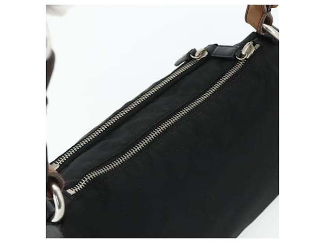 PRADA Shoulder Bag Nylon Leather Black Silver - vista 6