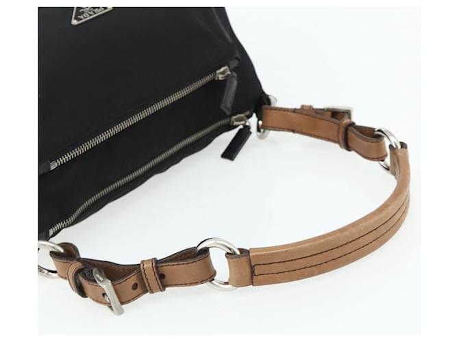 PRADA Shoulder Bag Nylon Leather Black Silver - vista 7