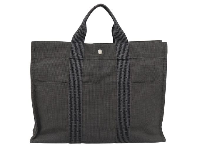 Hermès HERMES Her Line MM Hand Bag Canvas Gray Silver - vista 13