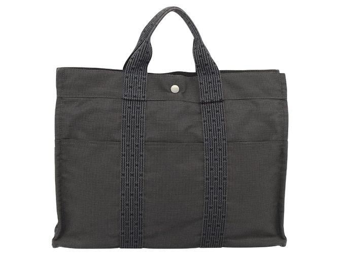 Hermès HERMES Her Line MM Hand Bag Canvas Gray Silver - vista 2