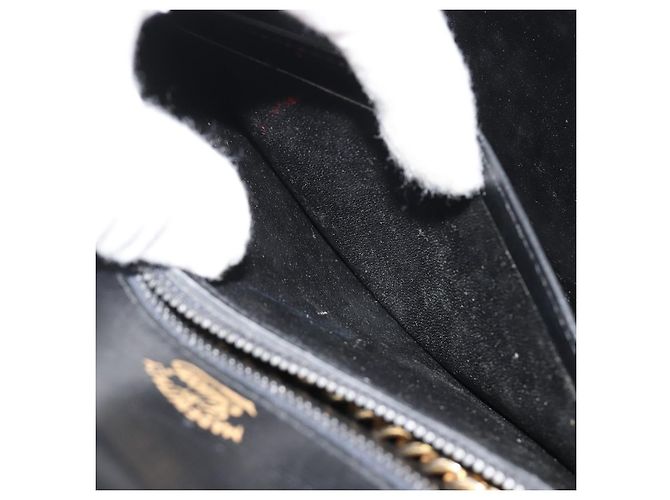 GUCCI Chain Shoulder Bag Leather Black Gold - vista 12
