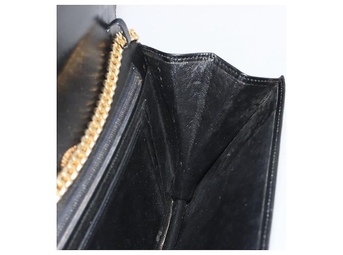GUCCI Chain Shoulder Bag Leather Black Gold - vista 19