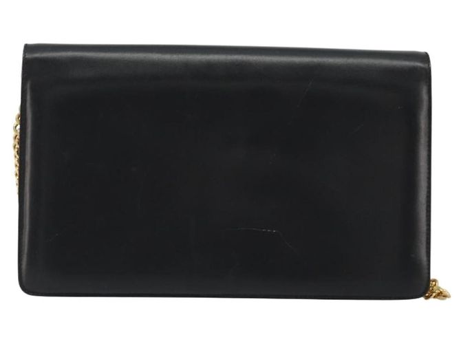 GUCCI Chain Shoulder Bag Leather Black Gold - vista 2