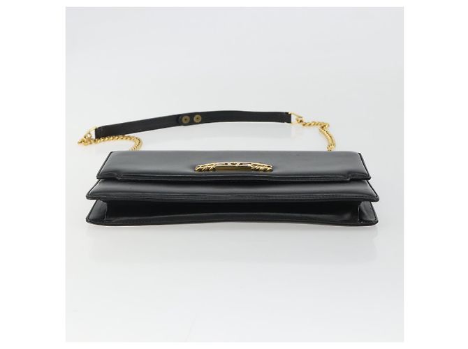 GUCCI Chain Shoulder Bag Leather Black Gold - vista 5