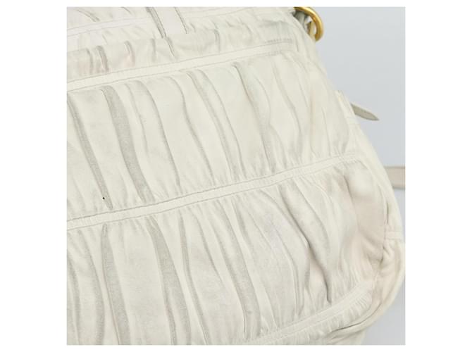PRADA Shoulder Bag Leather White Gold - vista 10