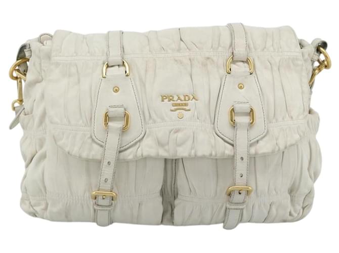 PRADA Shoulder Bag Leather White Gold - vista 13