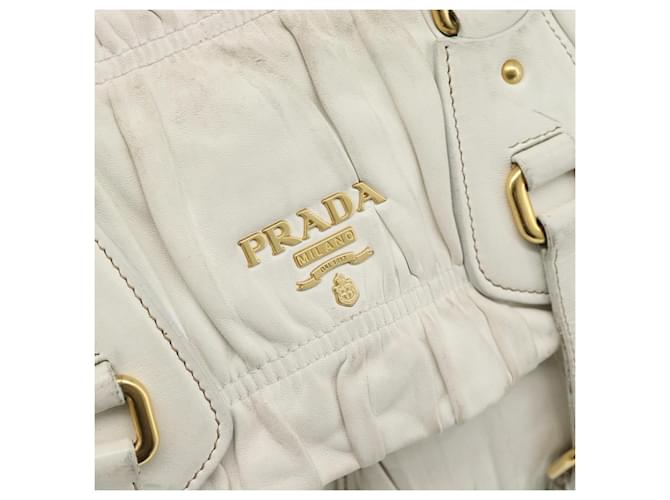 PRADA Shoulder Bag Leather White Gold - vista 19