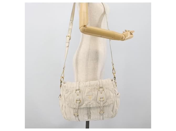 PRADA Shoulder Bag Leather White Gold - vista 29
